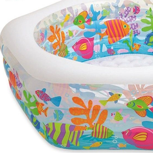 استخر بادی کودک اینتکس intex کف بادی 6 ضلعی طرح آکواریوم مدل 56493-اسباب بازی